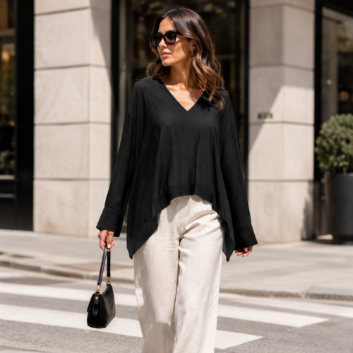Black linen shirt