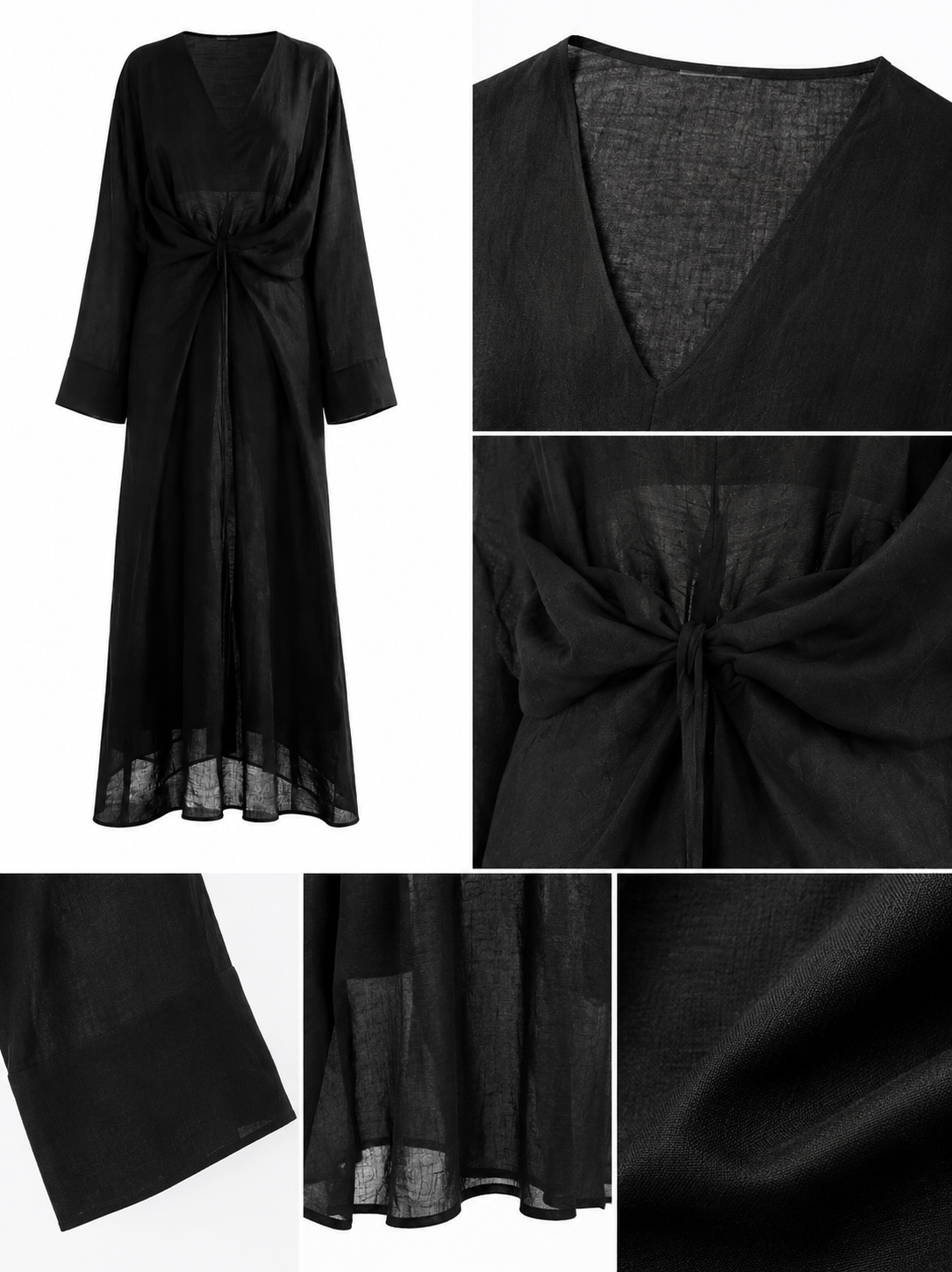 Black Linen Maxi Dress - Image 2