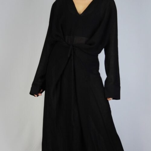 Linen maxi dress black