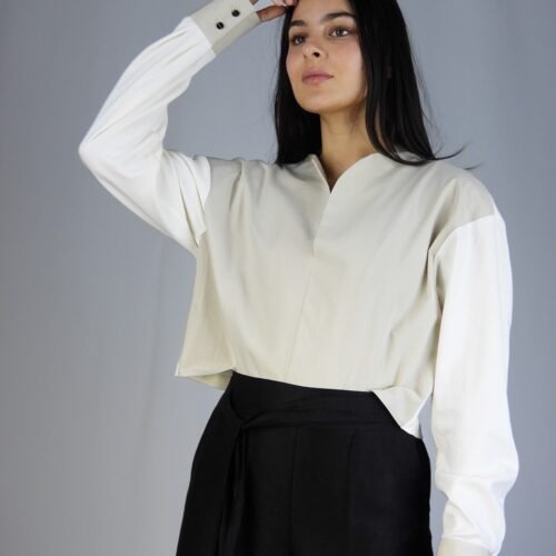 Essential Ivory Blouse Beige and White