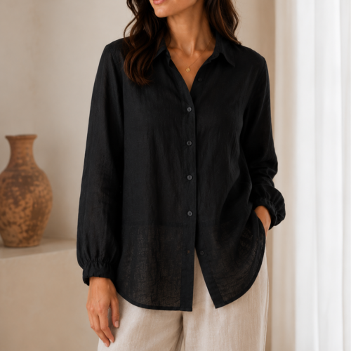 Lume Black Linen Shirt