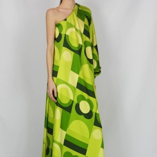 Lime Bloom One-Shoulder Maxi