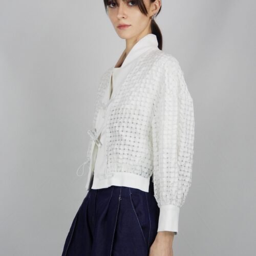 White Grid Cardigan