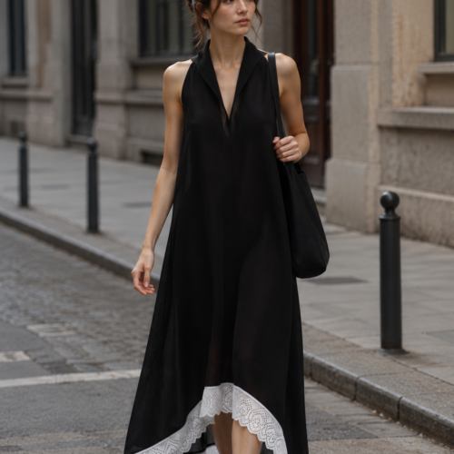 Noir Lace Flow Dress