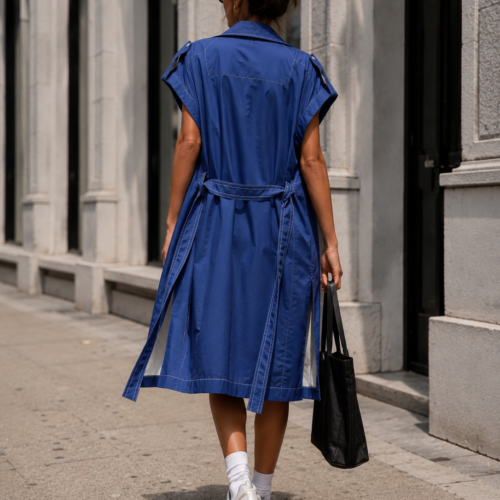 Alternative view of Urban Ease Sleeveless Trench Vest – Blue
