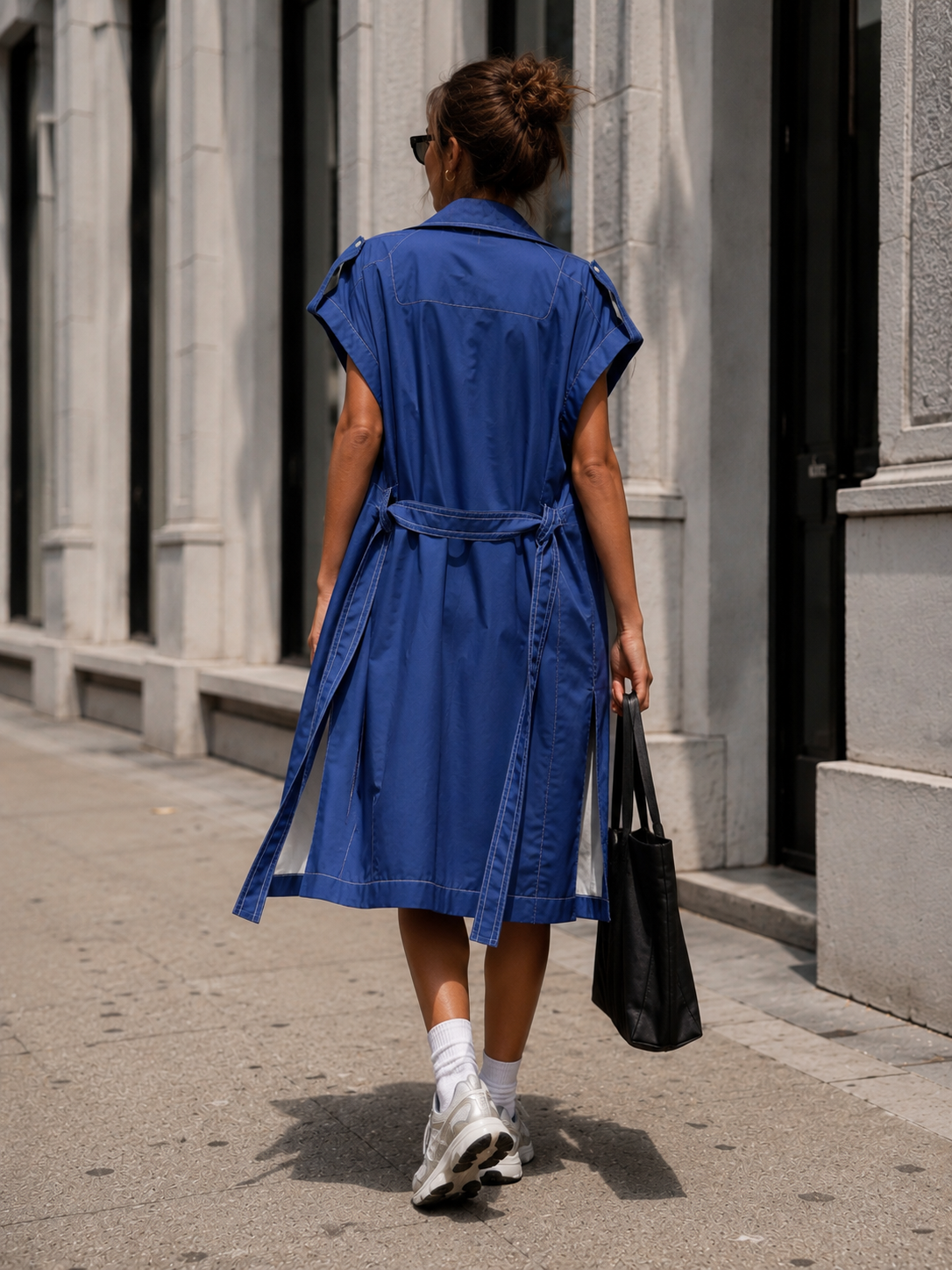 Urban Ease Sleeveless Trench Vest – Blue - Image 2