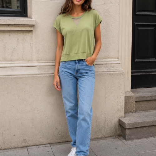 Olive Cross Top