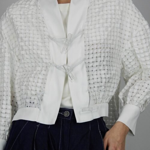 Alternative view of White Grid Cardigan