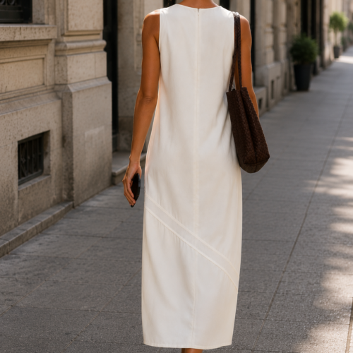 Alternative view of Ivory City Dress -  Törtfehér ujjatlan nyári ruha