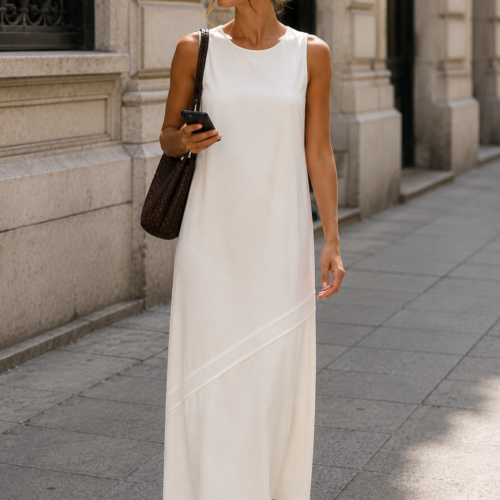 Ivory City Dress -  Törtfehér ujjatlan nyári ruha