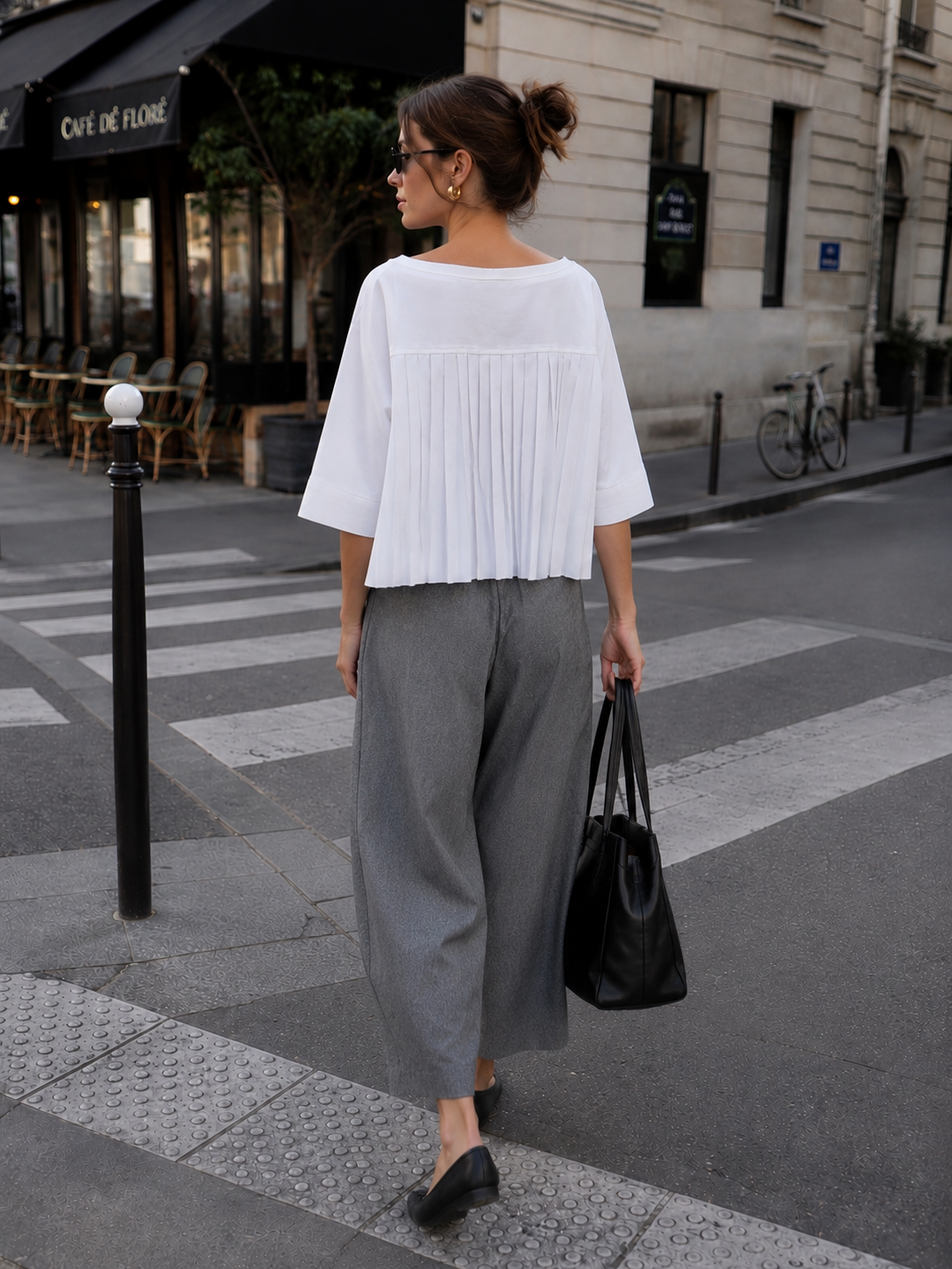 PLISSÉ BACK T-SHIRT – White - Image 3
