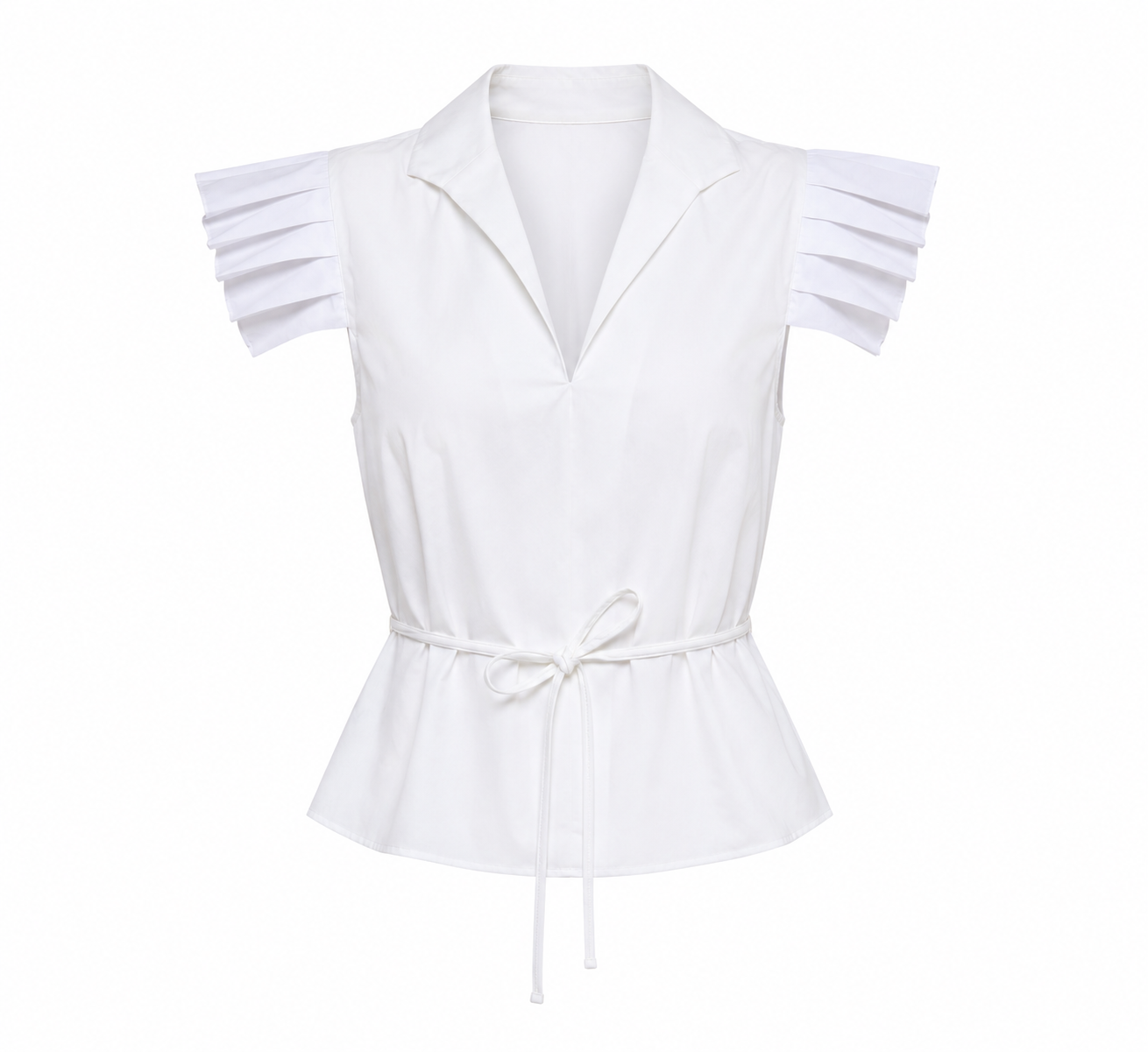 PLISSÉ FRONT T-SHIRT – White - Image 3