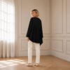 PLISSÉ BACK T-SHIRT – Black - Long sleeve