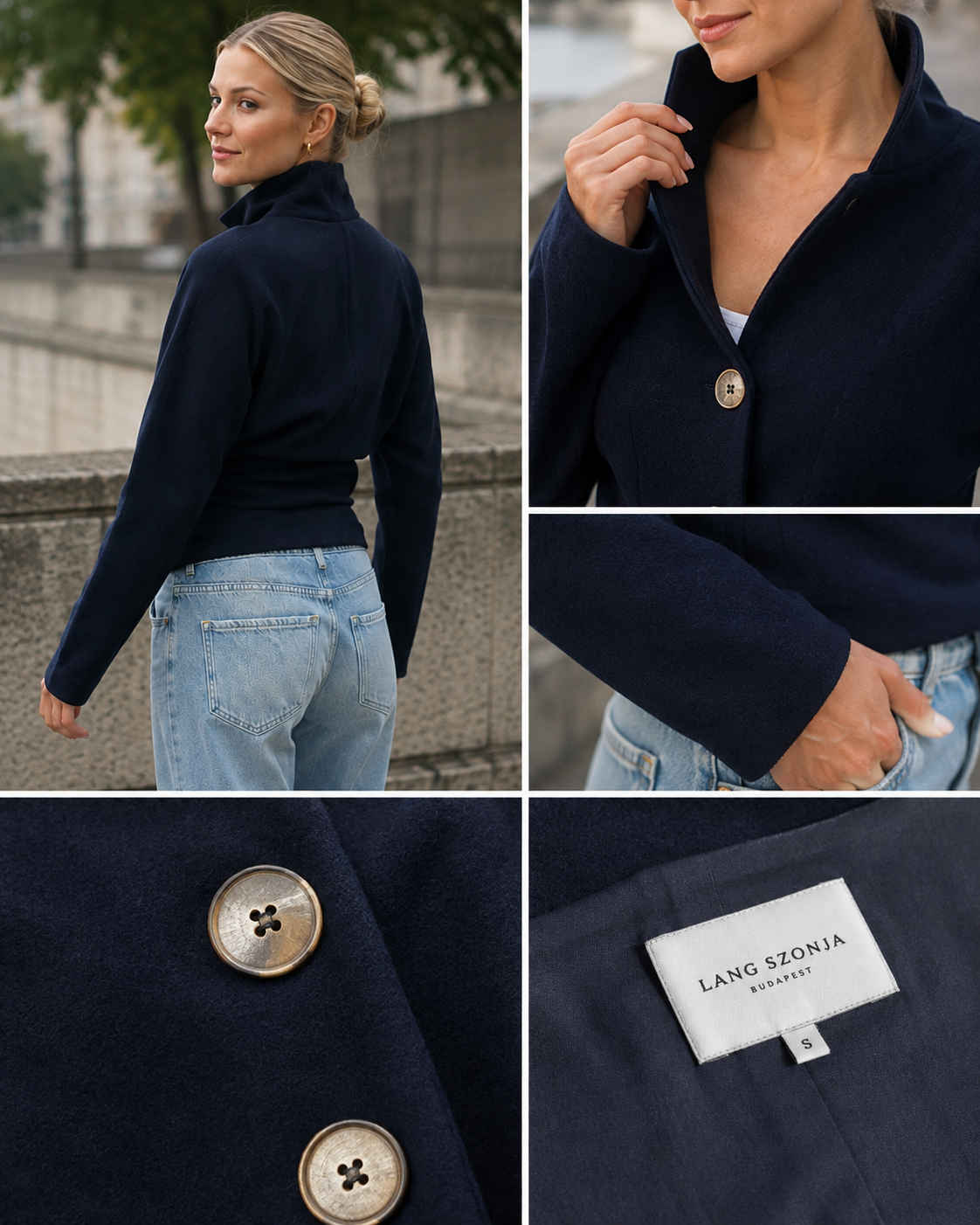 Navy Merino Cardigan - 2 buttons - Image 2