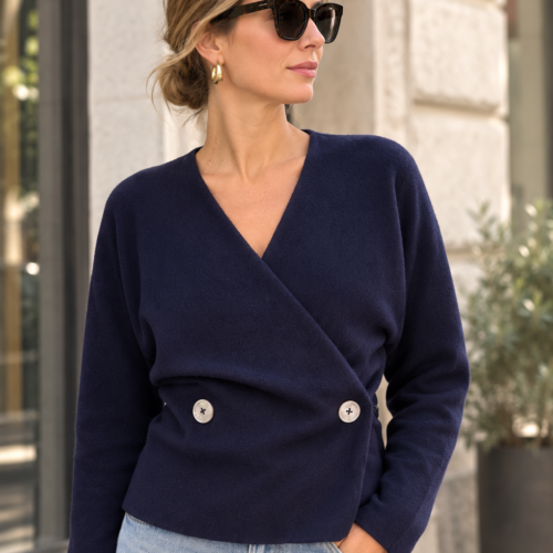 Navy Merino Cardigan - 1 button