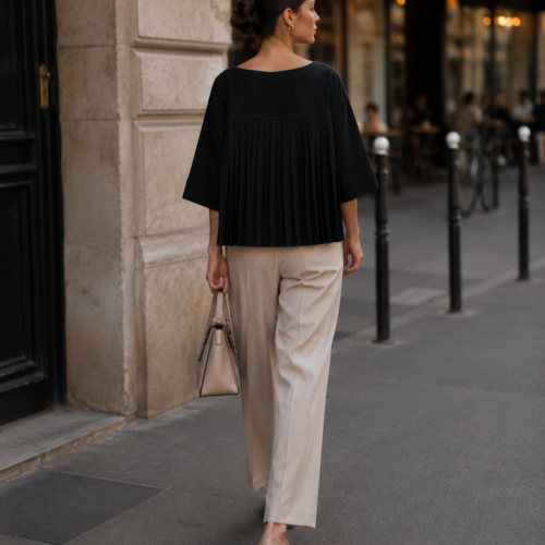 PLISSÉ BACK T-SHIRT – Black