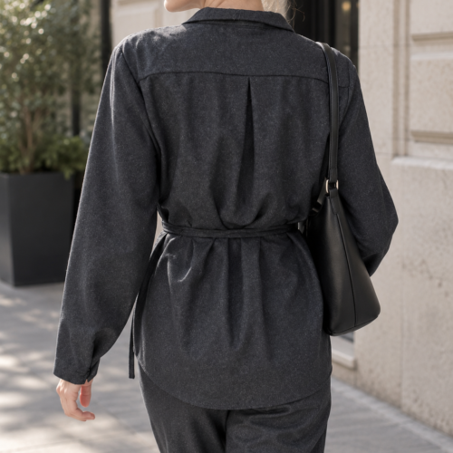 Alternative view of MERINO WRAP JACKET – ANTHRACITE
