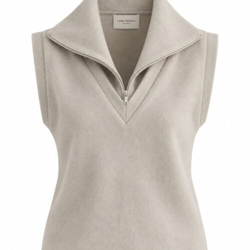 Alternative view of MERINO ZIP VEST – ECRU