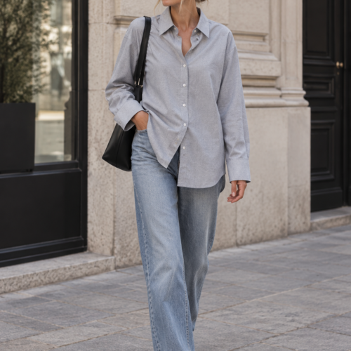 Szürke oversized ing – organikus pamut