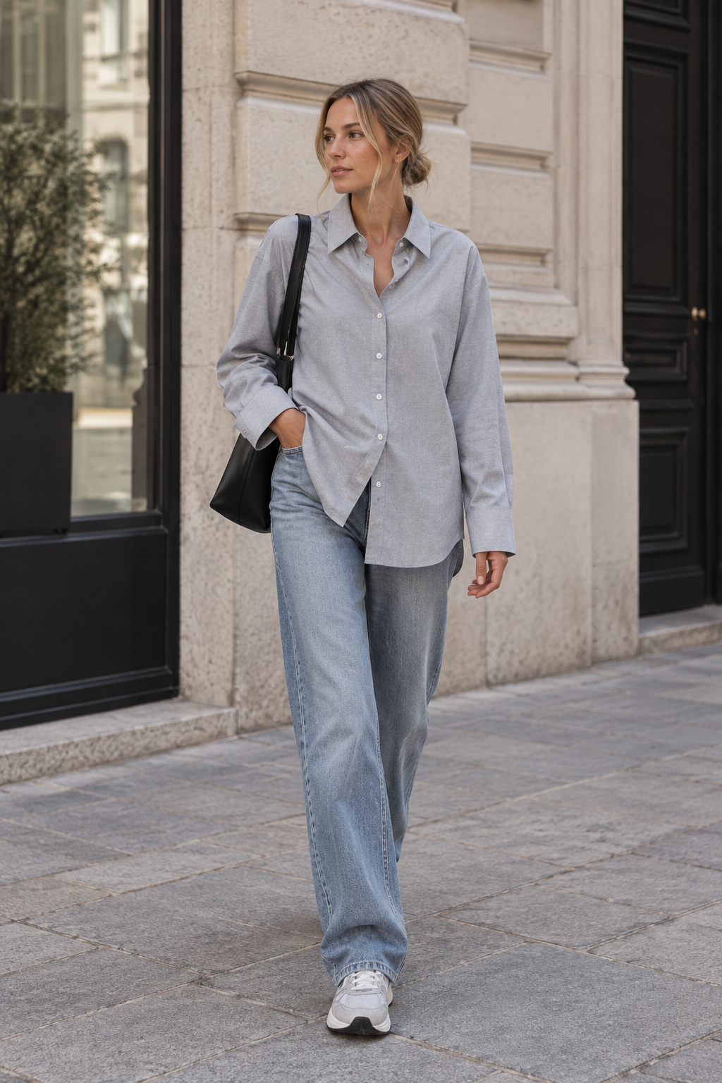 Szürke oversized ing – organikus pamut