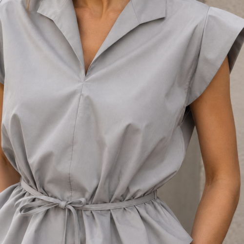 Mila Cotton Blouse – Light Grey