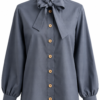 THE BOW BLOUSE – NAVY