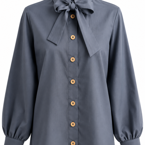 THE BOW BLOUSE – NAVY