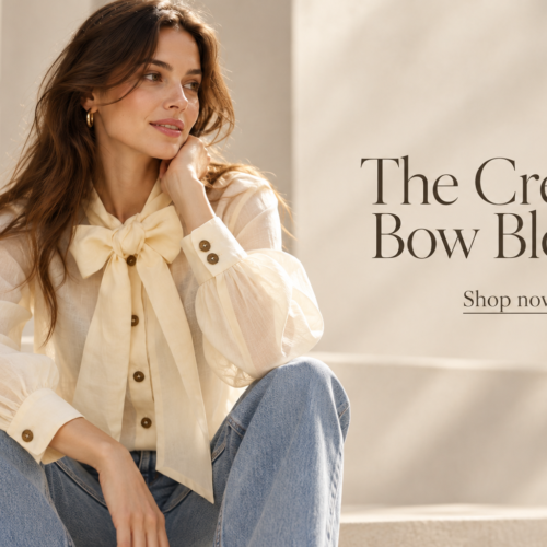 Alternative view of Cream Bow Blouse – krémszínű masnis blúz